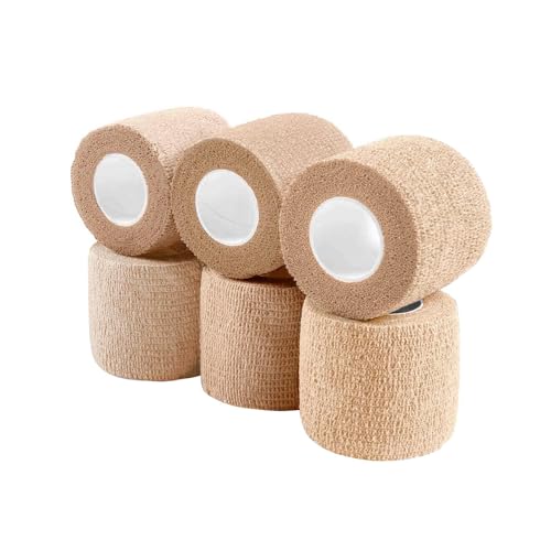 Image of WePet Pet Wrap, Self-Adhesive, Only Sticks to Itself, Non-Woven Tape for Dog Legs, Paws, Wounds, First Aid Cohesive Gauze for Horse, Cat, Bird, Animal, 6 Rolls, 2 Inch, Solid Color