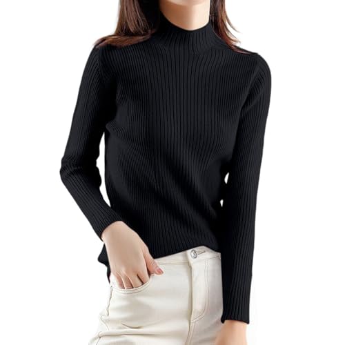 Women's Sweaters Mock Neck Fitted Pullover Long Sleeve Knit Tops
