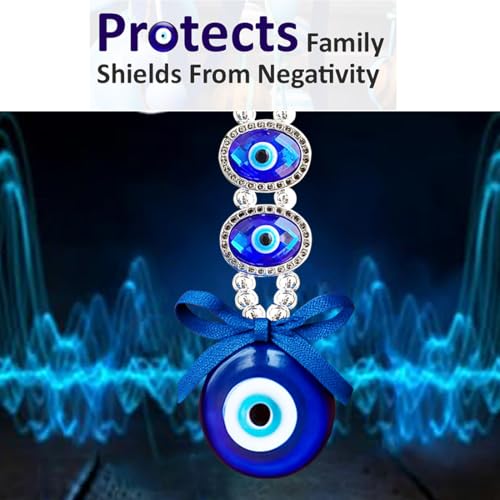 Image of PACKNBUY Multi Eye Evil Eye Wall Hanging Nazar Battu for Home Entrance Main Door Protection Good Luck Turkish Evil Eye Vastu Feng Shui Decor Housewarming Gift (Blue Eyes)