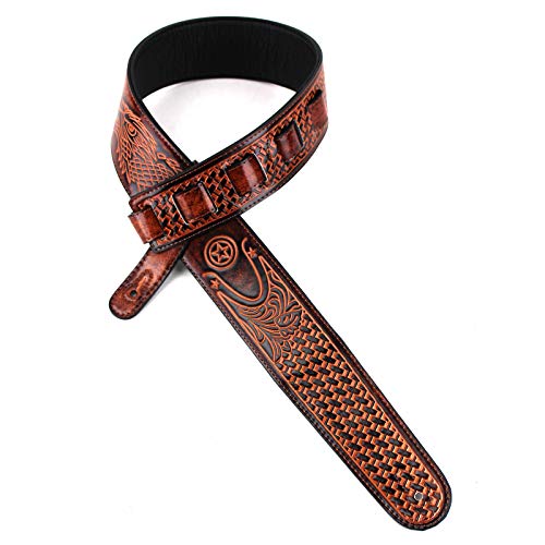 Walker and Williams GB-191 Bourbon Brown Eagle avec panier tissé et sangle rembourrée Texas Star - Les Beatles, Paul McCartney, John Lennon, RIngo Starr, George Harrison Walker and Williams GB-191 Bourbon Brown Eagle avec panier tissé et sangle rembourrée Texas Star – Image 6