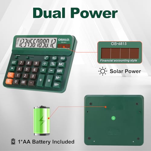 Calculadora de escritorio grande solar con pantalla LCD de 12 dígitos OS-6815 7