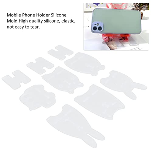 Tnfeeon 9 peças de moldes de silicone para celular 6 lindos espelhos de cola de resina de coelho peq