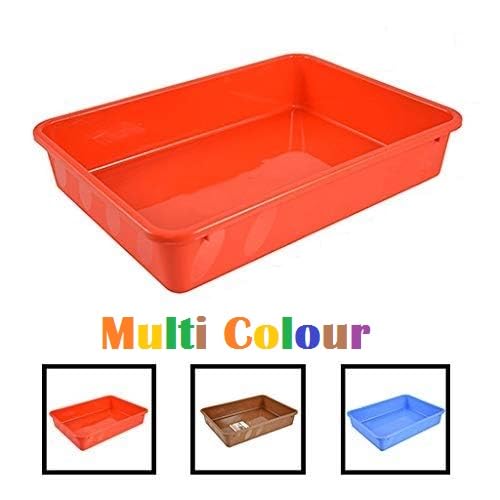 NETXE Unbreakable Multipurpose Plastic Organizer, Rectangle Shape, Water Tray, Plastic tubs for Kitchen Utensils (Random Color) (40 * 28 * 8 CM, 1) 1