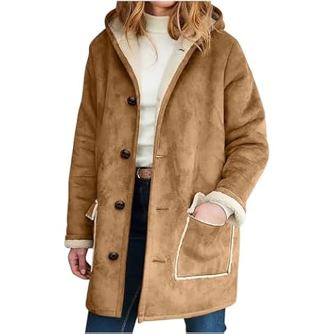 TRIGLICOLEUM Women's Long Suede Fleece Jacket Cover
