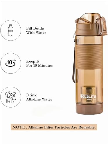 Image of ALKALINE Water Bottle 650ml | Bottle | Portable Water Bottle for Home, Office & Travel (Brown)