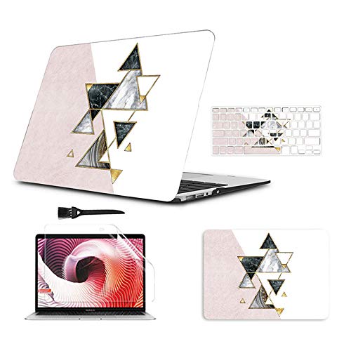 Marble MacBook Air Case 2020 Release A2179 MacBook Air 13 inch Case Geometric Triangle MacBook Cover Hard Shell with Keyboard Cover Cleaning Brush and Mouse Pad