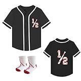 Baby Boy Girl Halfway to One 1/2 Baseball Jersey Half Birthday Shirts with Socks Black 1T