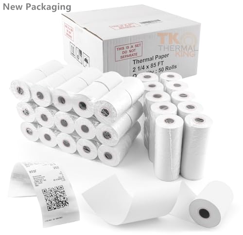 Image of (50 Rolls) 2 1 /4 inch x 85' Thermal Paper, POS Receipt Paper for Retail Business Cash Register, Fits Most Credit Card Terminal