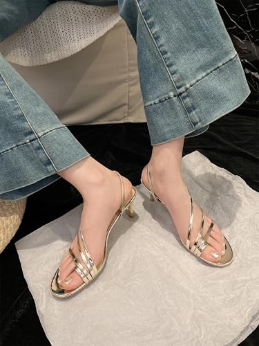 Women's Round Open Toe Adjustable Buckle Toe Strap Slingback Pumps High Stiletto Heeled Slip-On Sandals Strappy Classic Shoes Sexy Dating Dress Business Party Summer Heels4