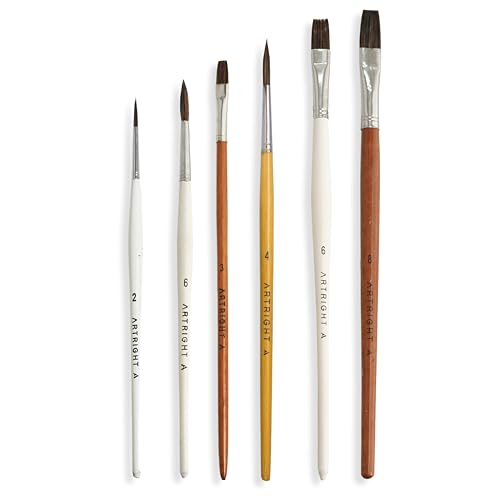 Image of Classic Flat + Round Paint Brush Set of 6 - Professional Artist Painting Brushes with ArtiFlex Filaments for Acrylic, Watercolor & Gouache Painting