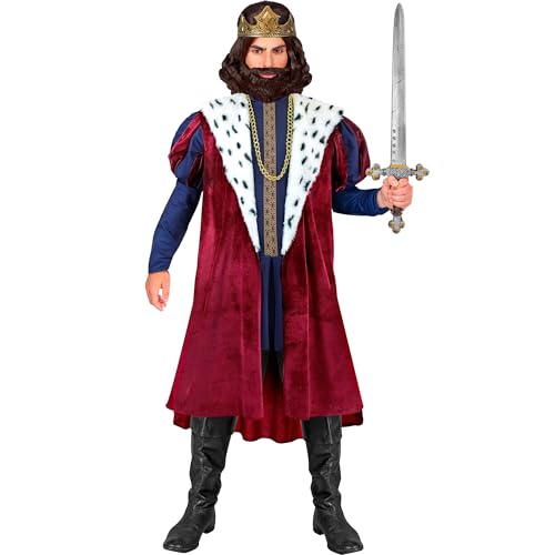 W WIDMANN MILANO Party Fashion - Costume de roi pour homme, 4 pièces avec couronne et manteau, pour le carnaval et le théâtre