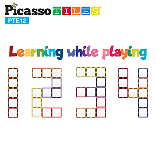 Picassotiles 60Pc Glow Magnetic Building Blocks + 12Pcs Mirror Tile, Clear Magnetic 3D Building Blocks Construction Playboards, Expansion Square Set, Toddler Magnets, Educational Toys For 3+ Year Old #TOP7