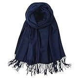 TUSHUSTY Scarf for Women Winter Pashmina Feel Shawl Wraps Softest Warm Blanket Oversized Scarves Evening Dress Wraps Navy Blue