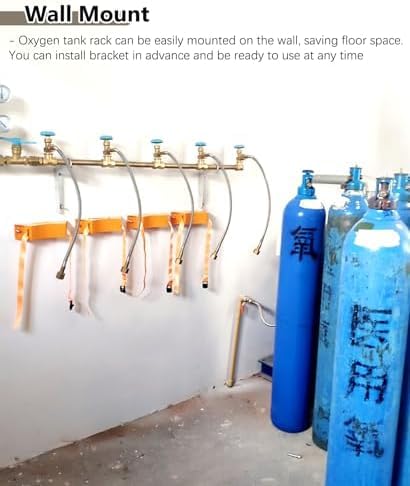 Genérico Soporte para Tanque de oxígeno - Estante de Almacenamiento de Cilindros de Gas con Correa de Seguridad - Soporte de Montaje en Pared para Almacenamiento Seguro de Tanques de oxígeno y propan