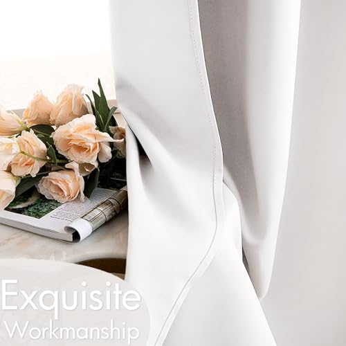 MIULEE Blackout Curtains 96 Inches Long for Bedroom Living Room Thermal Insulated Black Out Drapes Room Darkening Grommet Top Solid Light Blocking Drapery Set of 2 Window Panels Pure White