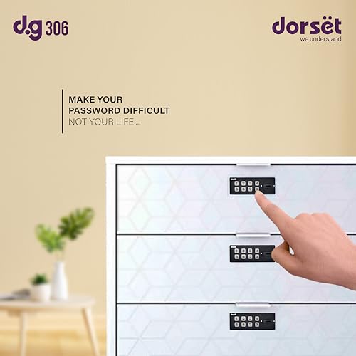 Image of Dorset Password Lock for Drawer and Cabinets | Password 4 to 15 Digit & Mechanical Key | Digital Keyless Lock for Home | Ideal Door Thickness 16-24 mm, Black, DG 306