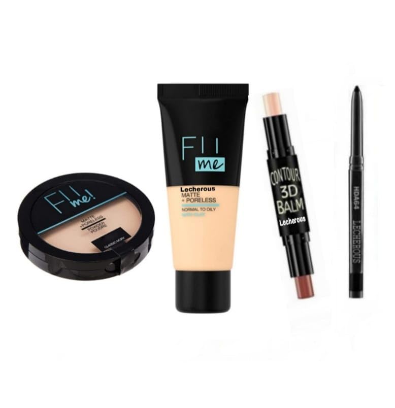 Willyard Fit Me Powder Pore-Less Oil Control Compact Powder- Matte Finish Face -Fit Me Matte-Pore-Less Liquid Tube Foundation Natural-Highlighter & Contour Stick Highlighter (Cream)-Kajal Eyes - 30 Gm