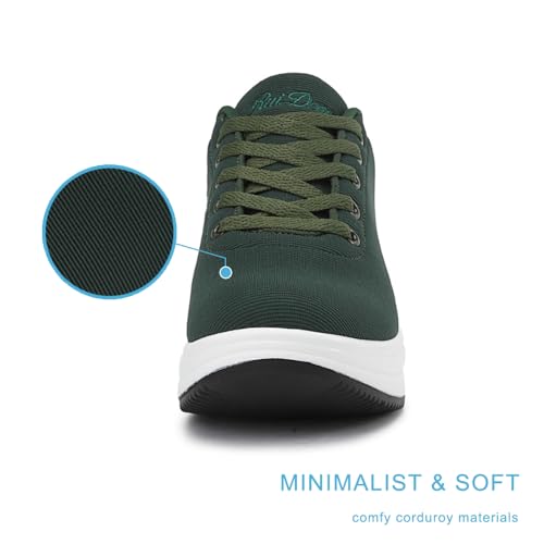Image of RUIDENG Orthopedic Work Shoes for Women Cushy | Women Sneakers Whole Day of Walking | 2 Inch Rocker Bottom Dark Green Size 5