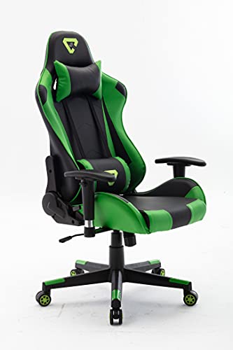 Hanking-Planet-Silla-GamingSILLAS-EscritorioSilla-OficinaERGONOMICAINCLINACION-HorizontalGIRATORIAAltura-Ajustable-Verde