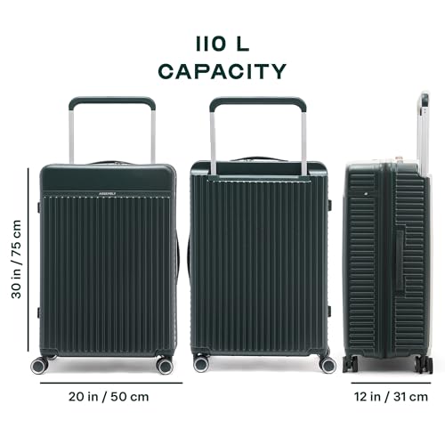 Image of Assembly Large Check-in Suitcase with Ultra Wide Trolley Design & TSA Lock, Durable Polycarbonate Hard Shell Luggage for Adventure Travel, Green, 28-Inch