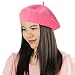 Acecharming Womens French Style Beret Wool Beanie Hat Cap(Thin, Pink)