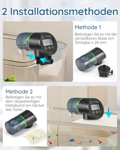 Futterautomat Aquarium, Automatischer Fischfutterautomat für Aquarium mit Batteriebetrieben, Fische Fischfutterspender 200ml, 2 AAA-Batterien im Lieferumfang enthalten, Fischfutterschwimmring – Bild 6