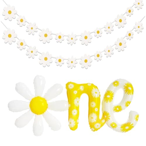YSJCHEBS Ballon Marguerite d'un an, 1 Bannière De Marguerite, Drapeau De Ballon De Réception-Cadeau pour Bébé, Décoration d'anniversaire Marguerite, Décoration D'Arrière-Plan De Fête 1 Pièce