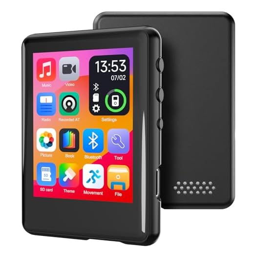 Mp3 Player with Bluetooth5.4,Portable Music Device with Speaker,FM Radio,Voice Recording,Earphones,for Kids,Built-in Micro SD Card Slot,Full Touch Screen Easy to Use,Max 512GB Expand