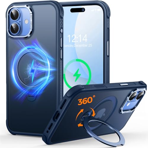 Coque iPhone 17 haut de gamme mate translucide fine avec béquille 360°