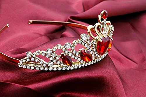 Descendant 4 Rise of Red Crown and Necklace Descendant 4 Gold Tiara Jewelry Set Queen of Hearts Crown Eive Costume Gift for Girls Teen Party3