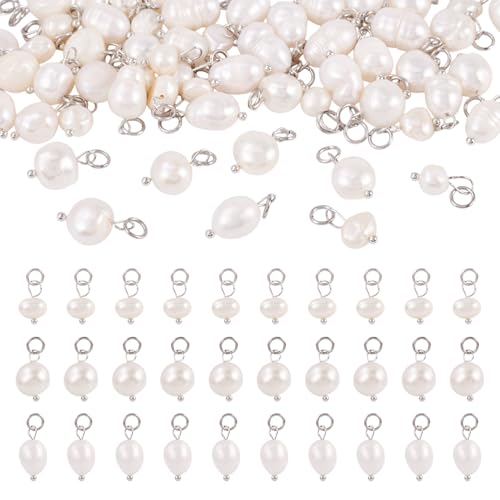 Pendentifs en perles naturelles blanches et laiton : apprêts solides pour bijoux