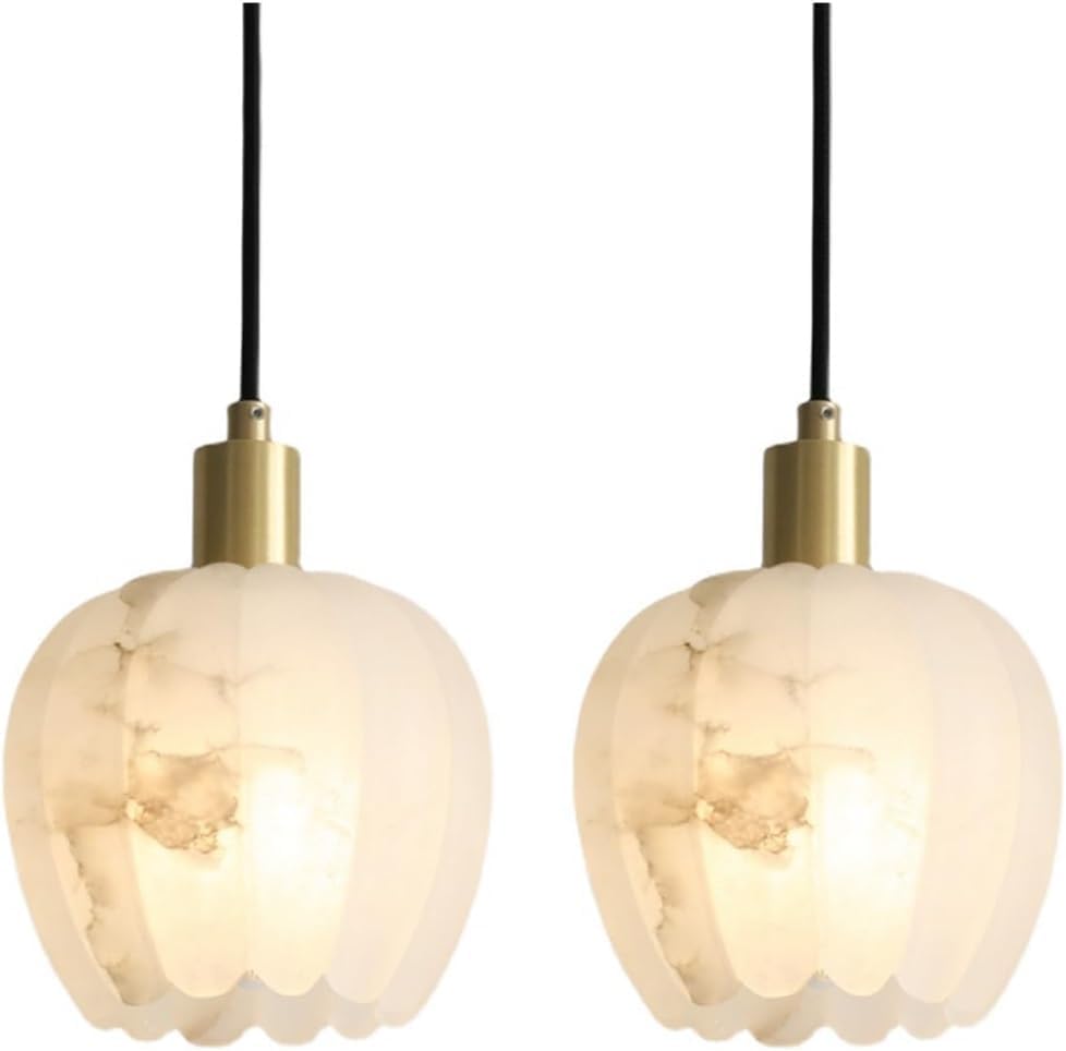 Lampe suspendue en marbre et cuivre parfaite pour une décoration de chevet