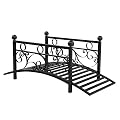 Outvita Metal Garden Bridge for Outdoor, Elegant Decorative Bridge with Powder-Coated Finish and Security Guardrail for Patio Pond Backyard Landscaping (Modern)