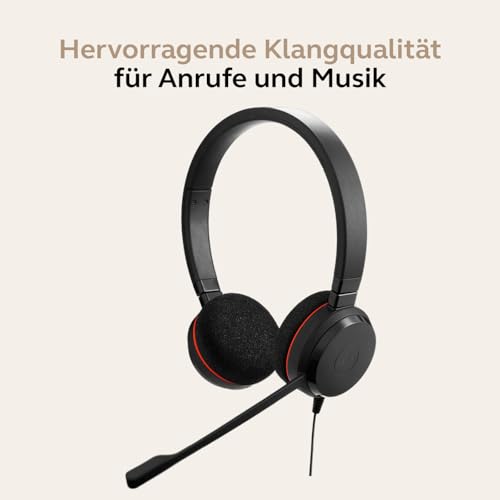 Jabra Evolve 20 MS Stereo Headset - Microsoft zertifizierte Kopfhörer für VoIP Softphone mit passivem Noise-Cancelling - USB-Kabel mit Anrufsteuerung - Schwarz – Bild 3