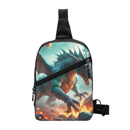 Dragon Print Men's and Women's Foldable Crossbody Bag,Sports Crossbody Bags,and Daily Chest Bags