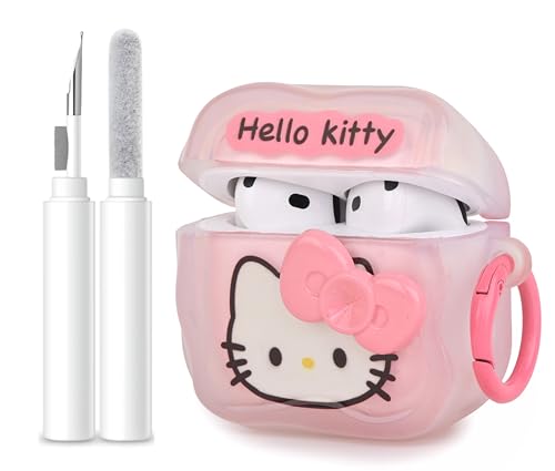 Compatible with AirPods 4 Case Cover 2024 with Cleaning Kit,Cartoon Kawaii for AirPods 4th Generation Case Silicone case for Apple Airpods 4 with Keychain for Women Girls (Hello Kitty)