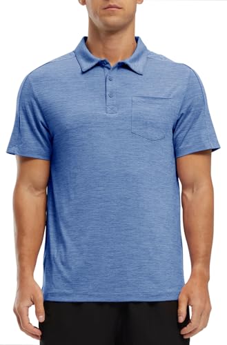 Image of Rdruko Men's Polo Shirts Short Sleeve Quick Dry Outdoor Golf Sports Shirts with Pocket