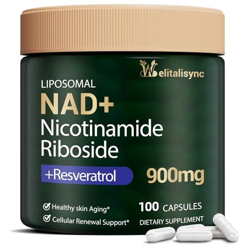 Welitalisync Premium NAD+ Supplement - Nicotinamide Riboside & Resveratrol 900mg – Fast-Absorbing Cellular Renewal Capsules for Energy, Anti-Aging & Brain Health – Vegan, Non-GMO, 100 C
