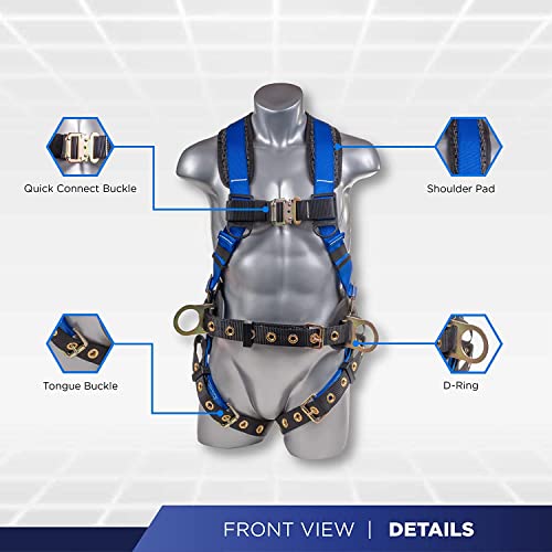 Image of Palmer Safety Fall Protection Safety Harness Hammerhead Series Safety Kit I Premium Harness + Lanyard + D-Ring Extender Kit