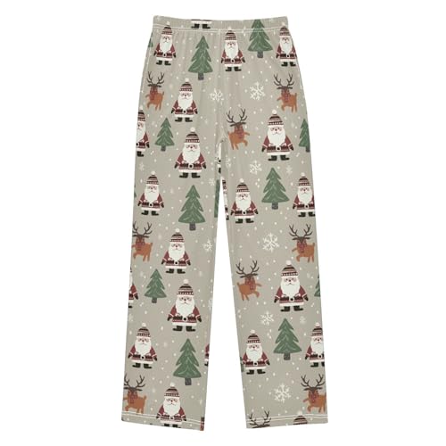 Boys' Pants Christmas Santa Claus Reindeer Snowflake Long Bottoms Elastic Waist Trousers with Pockets S-XL