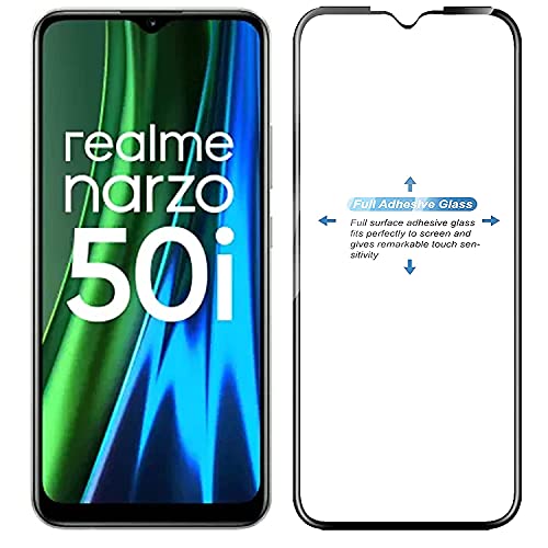 Image of Screen Protector for Realme Narzo 50i (Black) Tempered Glass Edge-to-Edge 6D Screen Guard With Installation Kit