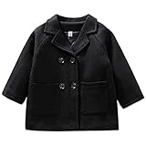 Toddler Kid Baby Boys Winter Coat Long Sleeve Button Warm Wool Overcoat Causal Jacket Clothes...
