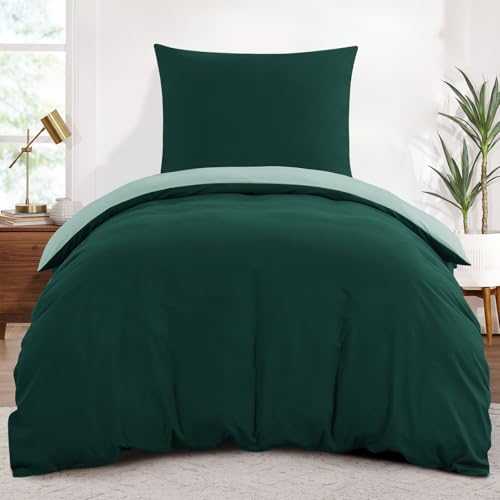 Aisbo Bettwäsche 155x220 2teilig Dunkelgrün Salbeigrün - Bettwäsche...
