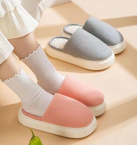 Womens Casual Cotton Memory Foam Slippers Solid Closed Toe Warm Winter Slippers Cozy Platform Slide Slippers Soft Non-Slip House Shoes Indoor Outdoor4