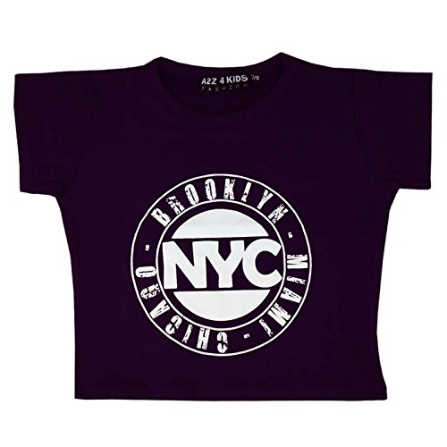 Kids Girls NYC Brooklyn Miami Chicago Print Crop Top T Shirt Age 7-13 Years