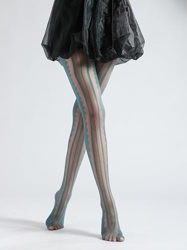 Image of Sahabowi Women Tights, Sheer High Waist Pantyhose, Vintage Control Top Stockings, Siwa7