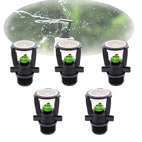 Ysbs Micro Drip Irrigation, 1/2" External Thread Rotating Sprinklers Mini Wobbler Irrigation Water Spray Sprinkler Farm 360 Degree Rotary Watering Nozzles.(5 Pcs) #TOP24