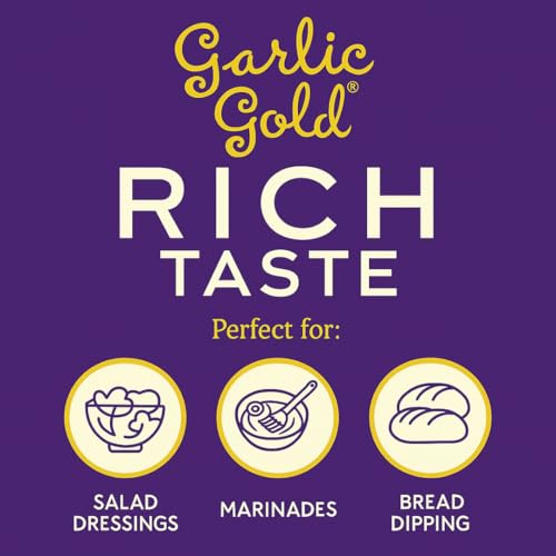 Garlic Gold Extra Virgin Olive Oil Infused with Garlic, Premium Certified USDA Organic, Low FODMAP, Cold Pressed (250 mL, 6 Pack)