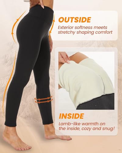 NexiEpoch Fleece Lined Leggings Women - Thermal Thick Winter Warm High Waisted Tummy Control Soft Pants for Snow Cold4