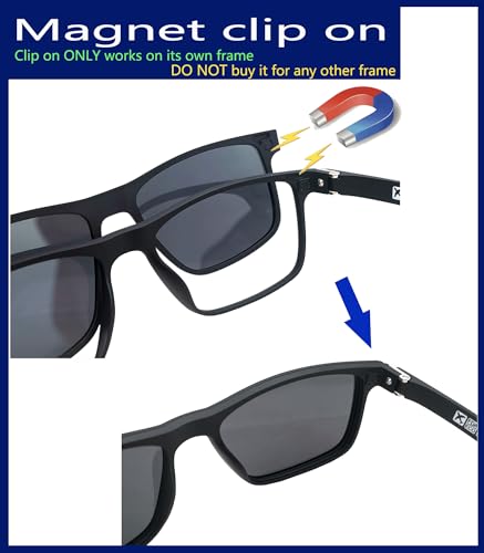 Circleperson Clip on Sunglasses for Men Magnetic glasses 2 in 1 Polarized Big Size 58-17-1482